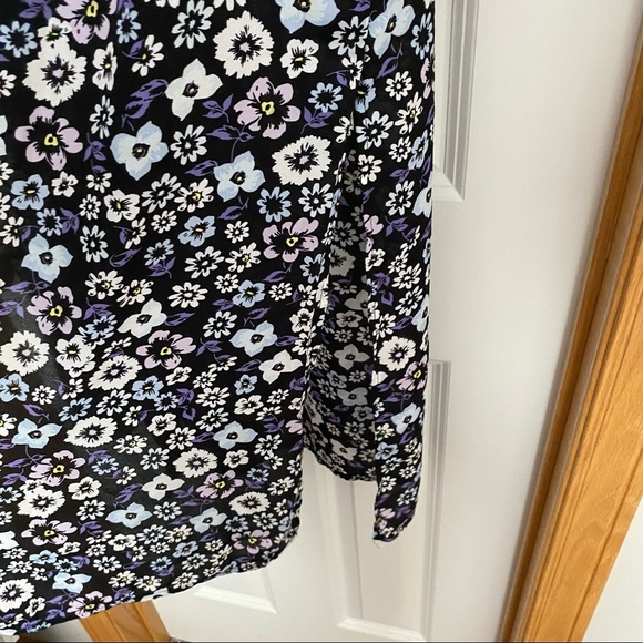 Lane Bryant Black Floral Print Button Front Tunic Kimono Size 10/12 - Picture 5 of 7